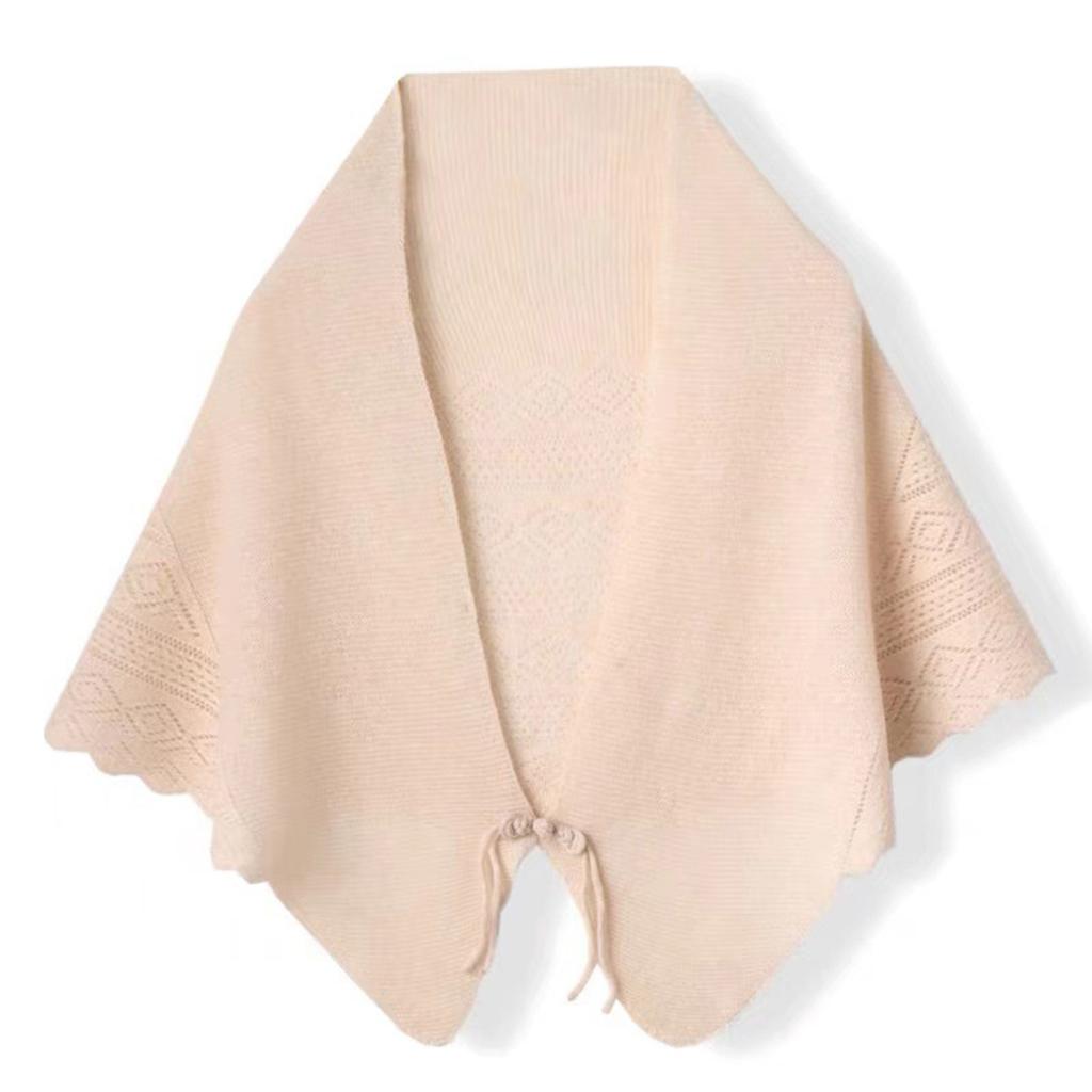 Ladies' Fashionable Cashmere Shawl With Hollowed Out Knitted Western- Button Scarf For Warmth, Small Cape