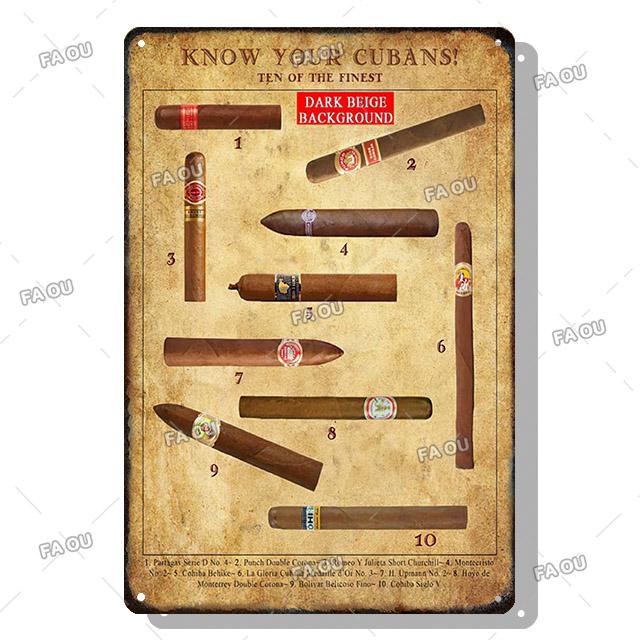 Сигары Винтажные металлические плакаты Виски Ретро жестяные вывески Бар Кафе Настенное искусство Декоративная табличка Современный дом Декор гостиной Эстетика