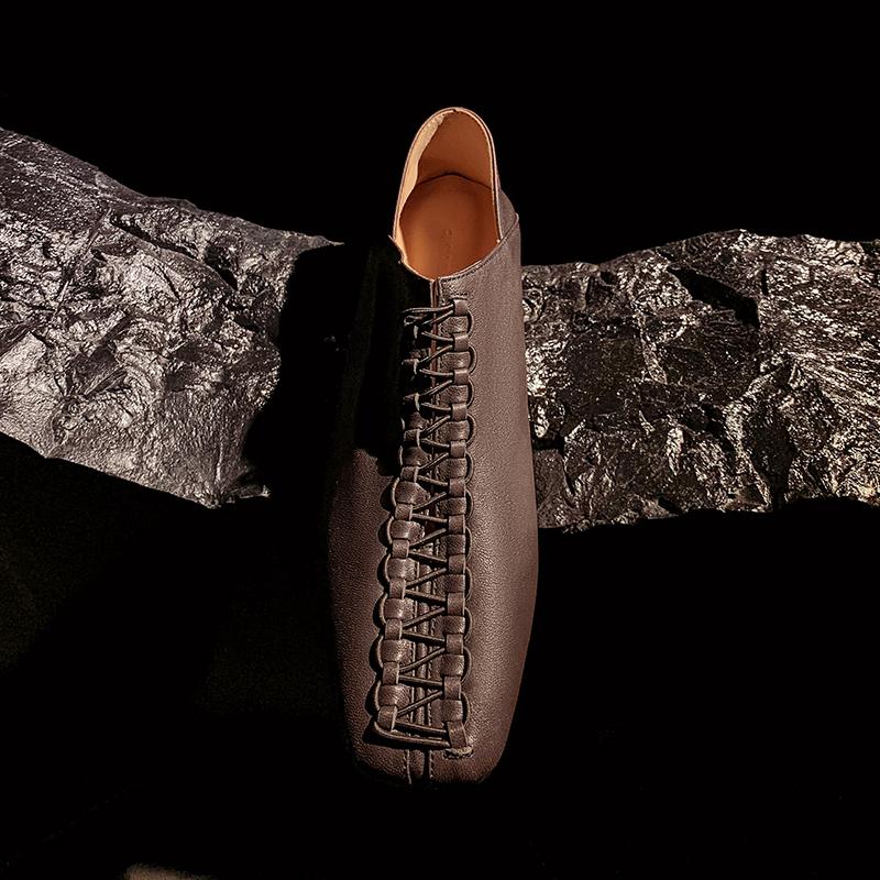 2024 Spring Summer New Women Low Heel Square Toe Basic Casual Working Comfortable Flats Soft Genuine Leather Shoes Woman Concise