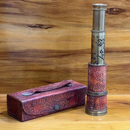 Кожаная пиратская подзорная труба из латуни с кожаным футляром