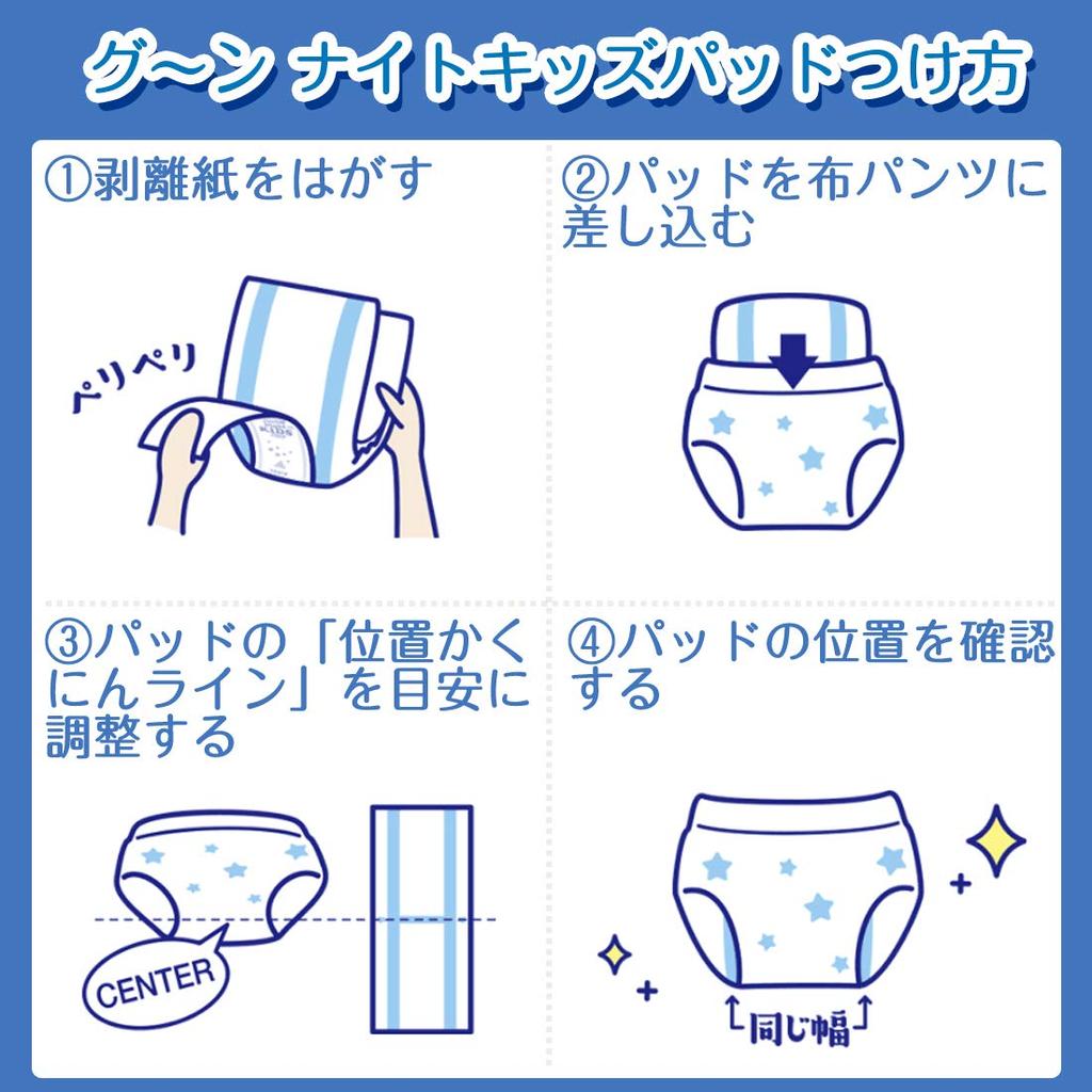 Прокладка БОЛЬШОГО размера или Goon Night Kids прокладка размера 24 унисекс не соскальзывает даже при повороте [Night больше] (руководство по выбору нижнего белья 90-140см) части, [делает больше]