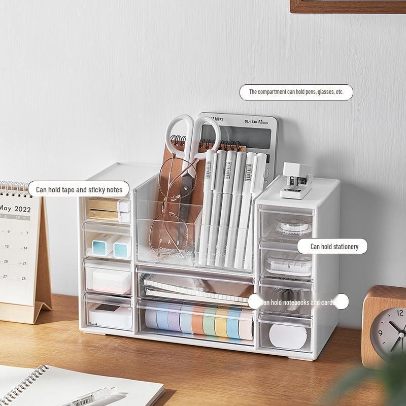 Японский мини-шкаф для хранения KM.6051: Настольный органайзер для мелочей и канцелярских товаров.