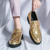 Men Leather Fashion Men Casual Shoes Design Bright Face Buckle and Gold Metal Toe Men Driving Shoe Party Flats Hairstylist Shoes