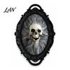 Creepy Skull Wall Art Halloween Gothic Decoration, Vintage Red Rose Frame Sculpture, Ornament Horror Spider Web for Holiday Party