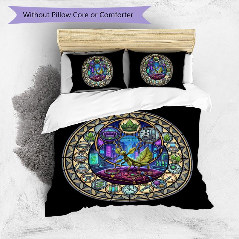 Cybernetic Insect Laboratory Pattern Bedding,Quilt Set Quilt Cover Pillowcase Home Birthday Gift (1 * duvet cover + 2 * pillowcase, without core)