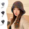 New Rainbow Striped Knitting Wool Beanie Hat Women Girl Winter Warm Crochet Ear Protection Cap Korean Ski Snow Windproof Bonnet