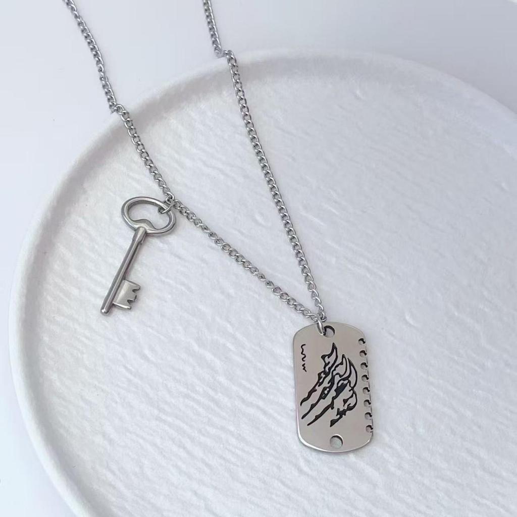 Ожерелье из титановой стали «Любовь и хвост волка из глубокого космоса» - Не тускнеющее, двусторонний дизайн от Ся Ичжэ.