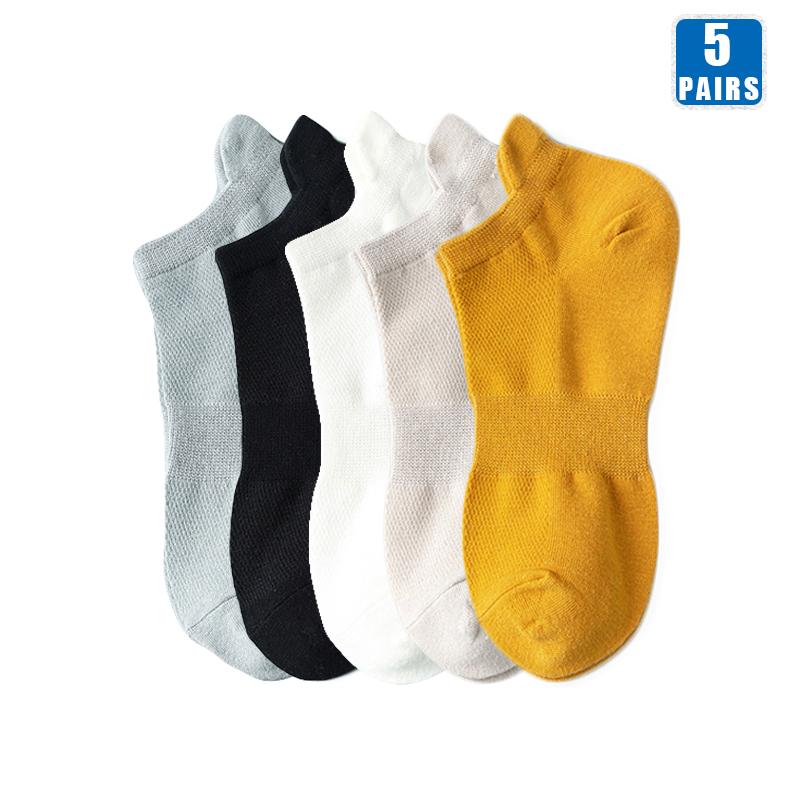 5 пар носков для женщин, хлопковые, короткие, до щиколотки, низкие, дышащие, летние, компрессионные, повседневные, высококачественные, модные женские носки