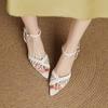 Krazing Pot Gladiator Straw Weaving Mules Summer Size 42 Wedding Party Stiletto Med Heels Women Women Peep Toe Sandals