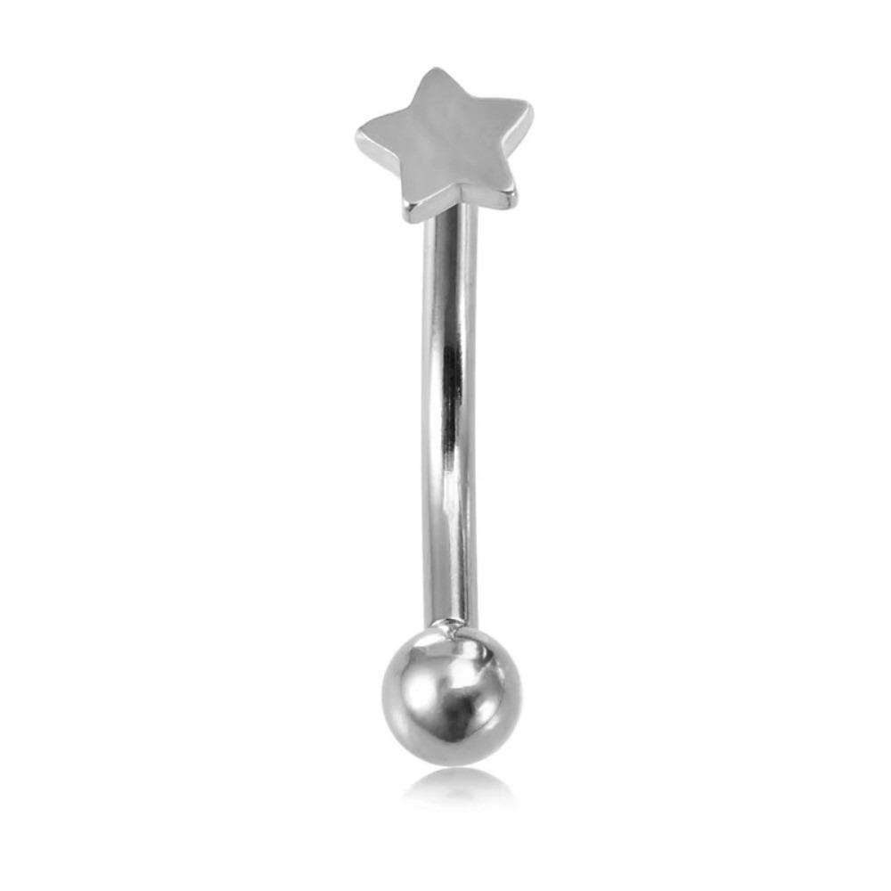 Star Curved Eyebrow Sticks Stainless Steel Punk Body Jewelry  All-gender
