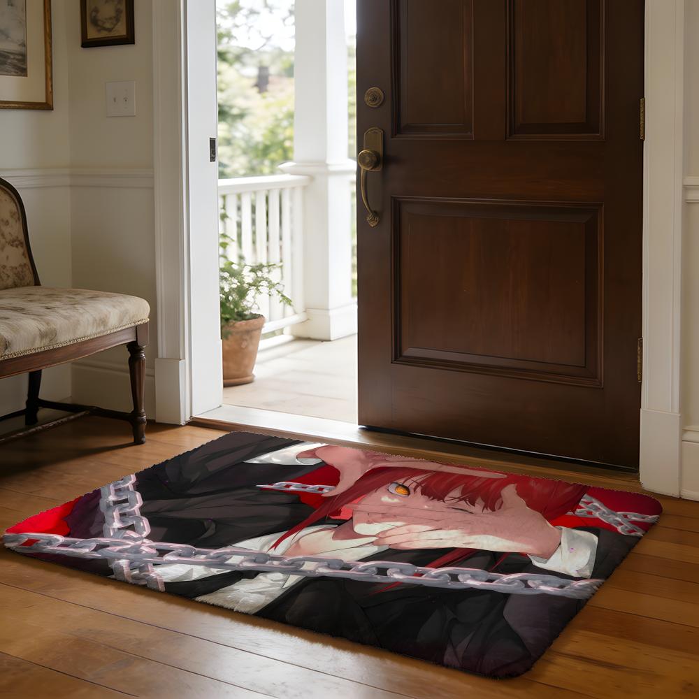 Hot Anime CChainsaw MMan Floor Mat Soft Flannel Absorbent Mat Non-Slip Rug Home Bedroom Bathroom