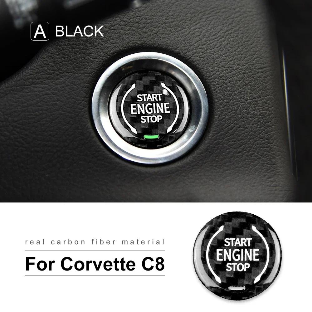Carbon Fiber Engine Start Stop Button Cover for Chevrolet Corvette C8 Cadillac XT4 XT6 CT5 2019-2023