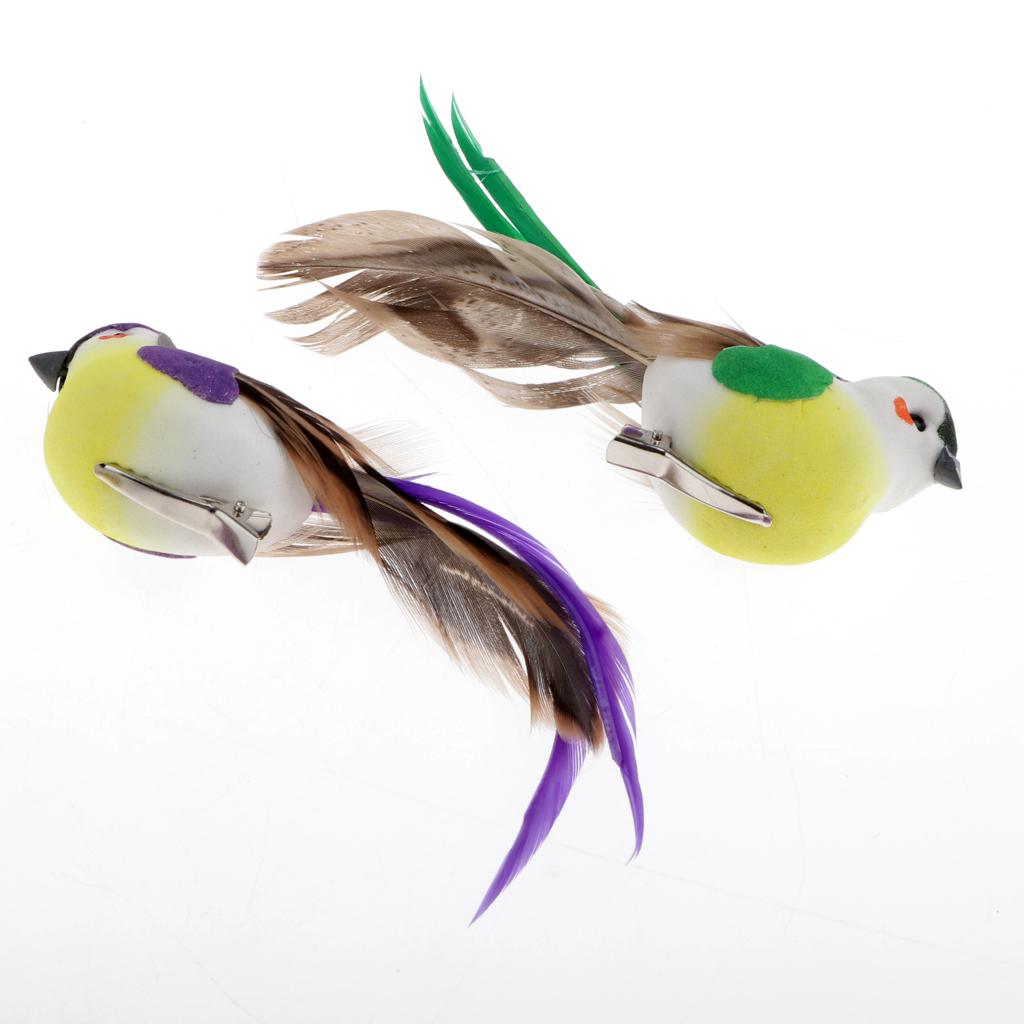 12Pcs Cute Artificial Feather Robin Birds Christmas Decorations
