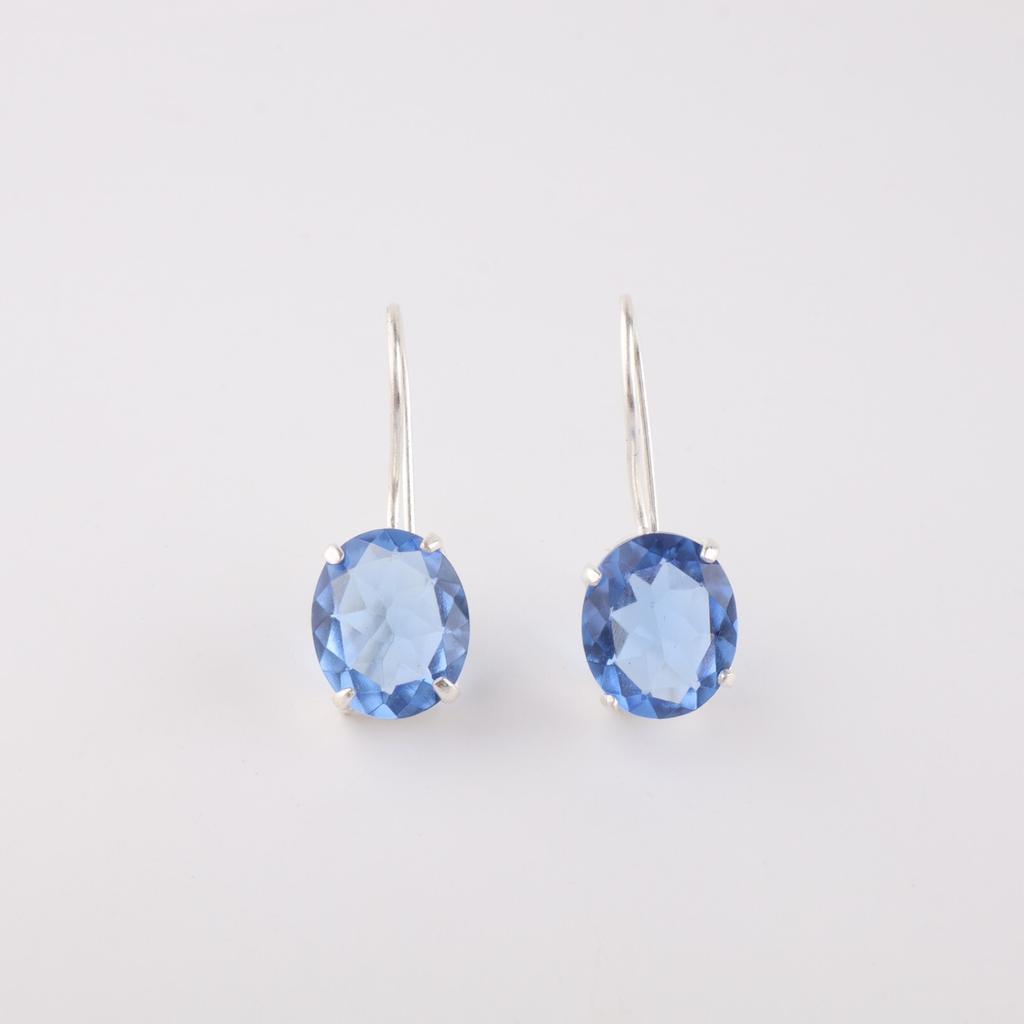 Натуральный камень Танзанит, серебро 925 пробы, серьги-подвески ручной работы 1,05" EE-173-10