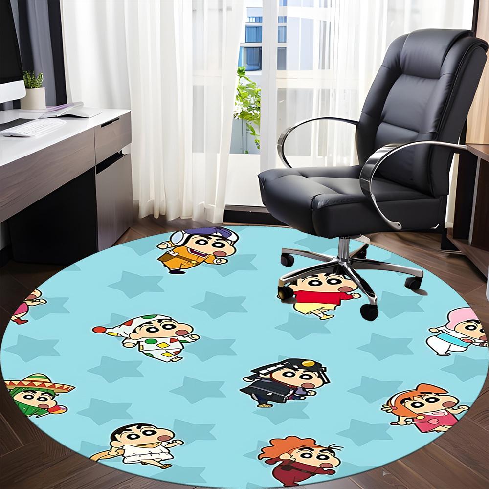 1pc Crayon Shin-chan Characters Office Round Area Rug, Under Office Chairs Bedroom Living Room Home Decor, Available in Various Sizes0