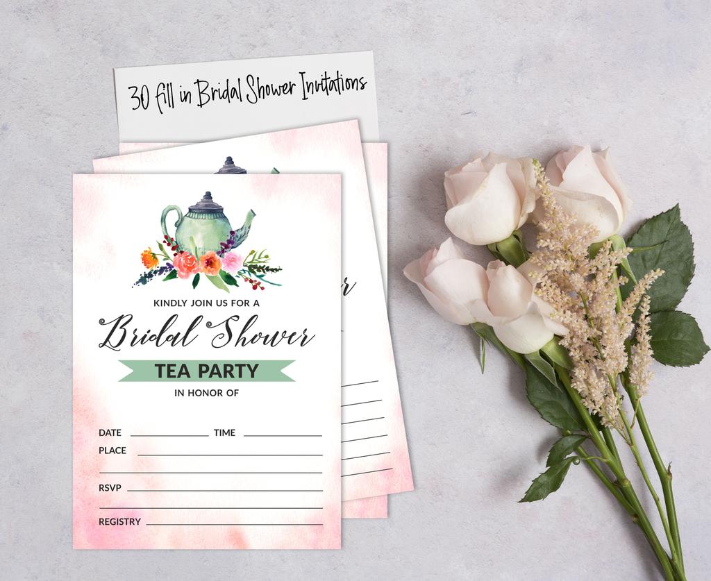 Inkdotpot 30 приглашений на девичник, чайная вечеринка, приглашения на свадьбу в стиле Fill-In, пустые