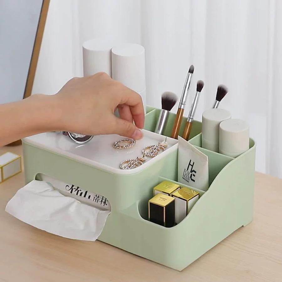 Multifunctional Tissue Storage Box Cover Napkin Holder Sundries Ontainer Stationery Organizer for Bedroom Office Bathroom Vanity