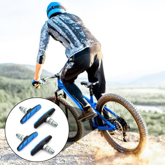 2 пары велосипедных тормозных колодок, легкие, бесшумные, универсальные, для горного и дорожного велосипеда, V-образные тормозные колодки, сменные резиновые колодки, аксессуары для велоспорта