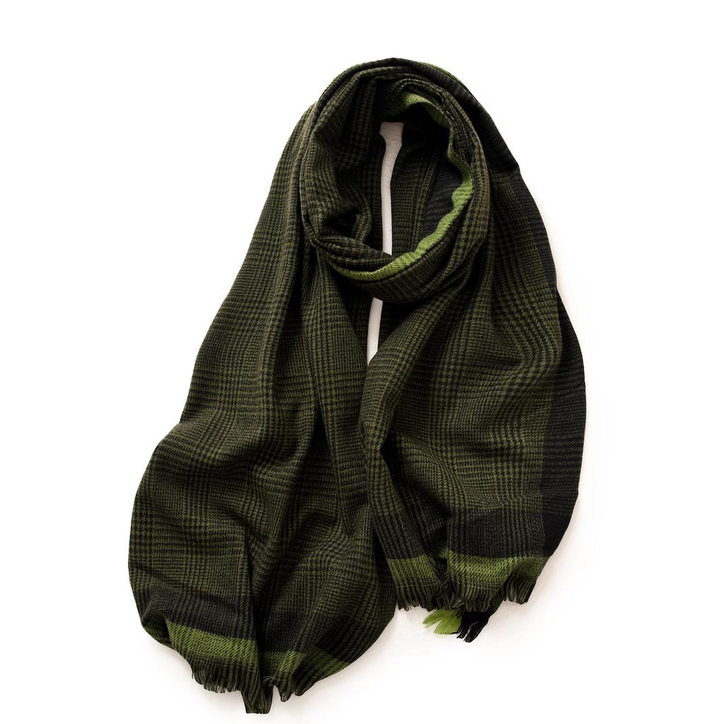 Scarf Border Contrasting Plaid Print Shawl Women's Scarf