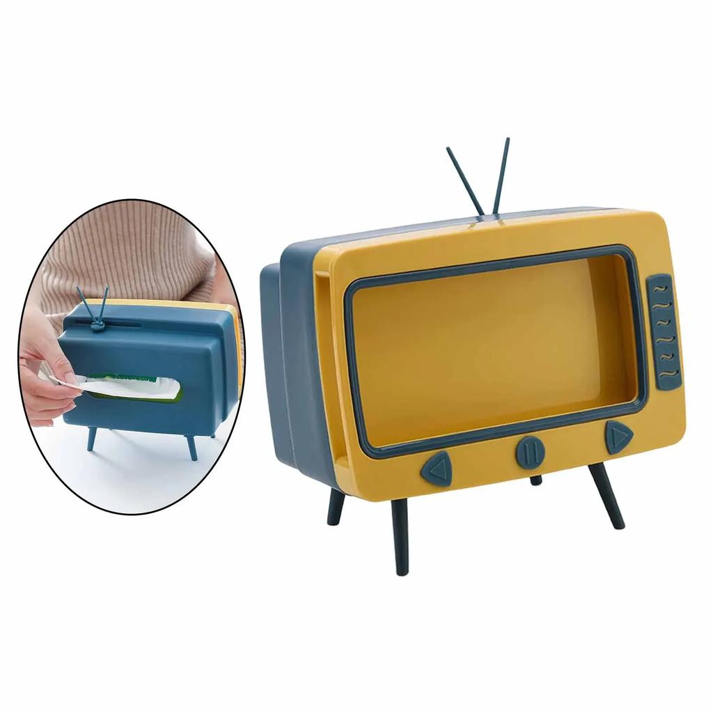 2 в 1 Подставка-держатель для телефона в форме телевизора, Диспенсер для салфеток, Органайзер для салфеток