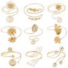 Gold Color Wide Open Bangle Multi Style Flower Bracelet Chic Opening Arm Bracelet Bridal Wear