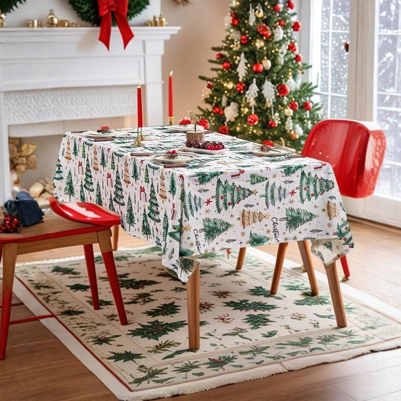 American Tablecloth Christmas Theme Table Cloth Printed Christmas Green Tablecloth Holiday Decorative Tablecloth Manufacturer