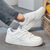 White Sneakers Trend Fashion Lace Up All-match PU Leather Casual Comfortable Walking Board Shoes 39-44