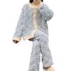 Green  White Blue Thickened Coral Fleece Pajamas Set Women Autumn Winter Lounge Home Warm Sleepwear Plus Size Homewear