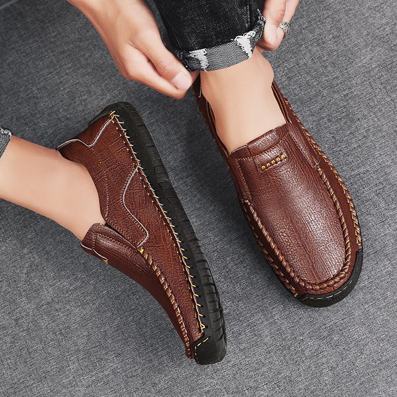 Мужские туфли из натуральной кожи в стиле ретро большого размера сверхлегкие ручной работы повседневные мужские ботильоны