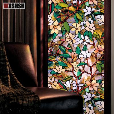 Пленка для конфиденциальности окон Магнолия Пленка для окон наклейки Без клея Статическое прилипание Стеклянные наклейки Блокировка солнца и УФ-лучей Тепло