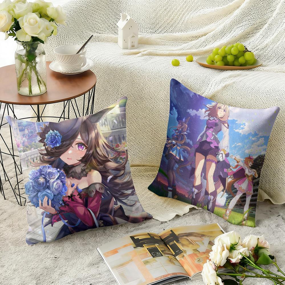Чехол на подушку U-Uma Musume Pretty Derby Натуральный Лен Органическая Ткань Двусторонний Принт Диван Домашний Декор Подарок Наволочка