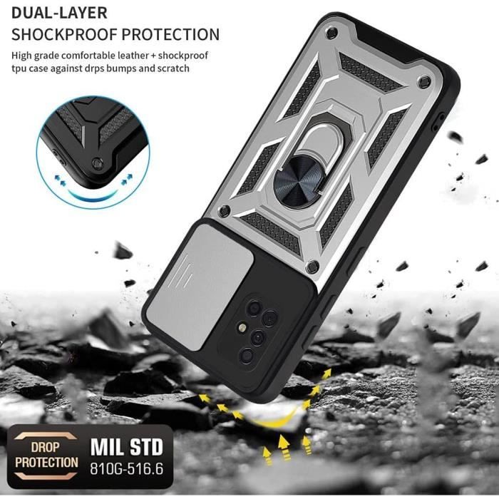 Coque de Protection - Booling - pour Samsung A51 - Argenté - Style Armée - Antichoc - 2 Verres Trempés