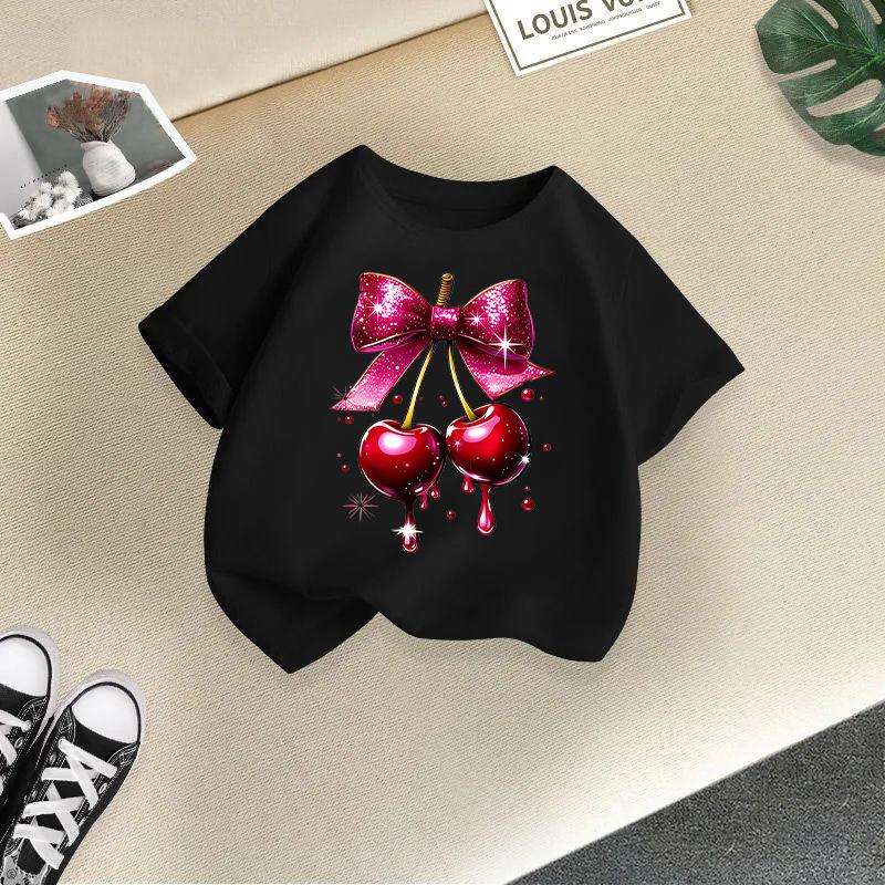 Children's Casual Short-sleeved T-shirt - Summer Girl's Cute Cherry T-shirt