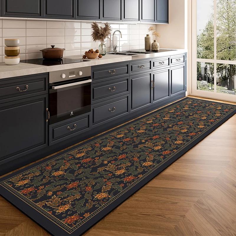 Винтажный ковер-дорожка с цветочным узором - Противоскользящий ретро ковер с цветами для дома, коридора, прихожей, гостиной, спальни, холла