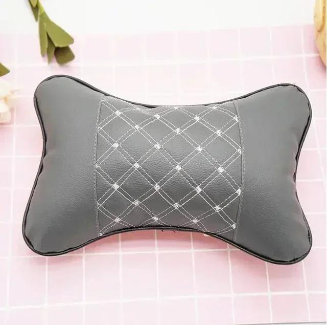 1pcs Car Neck Pillows Both Side Pu Leather Pack Headrest For Head Pain Relief Filled Fiber Universal Car Pillow