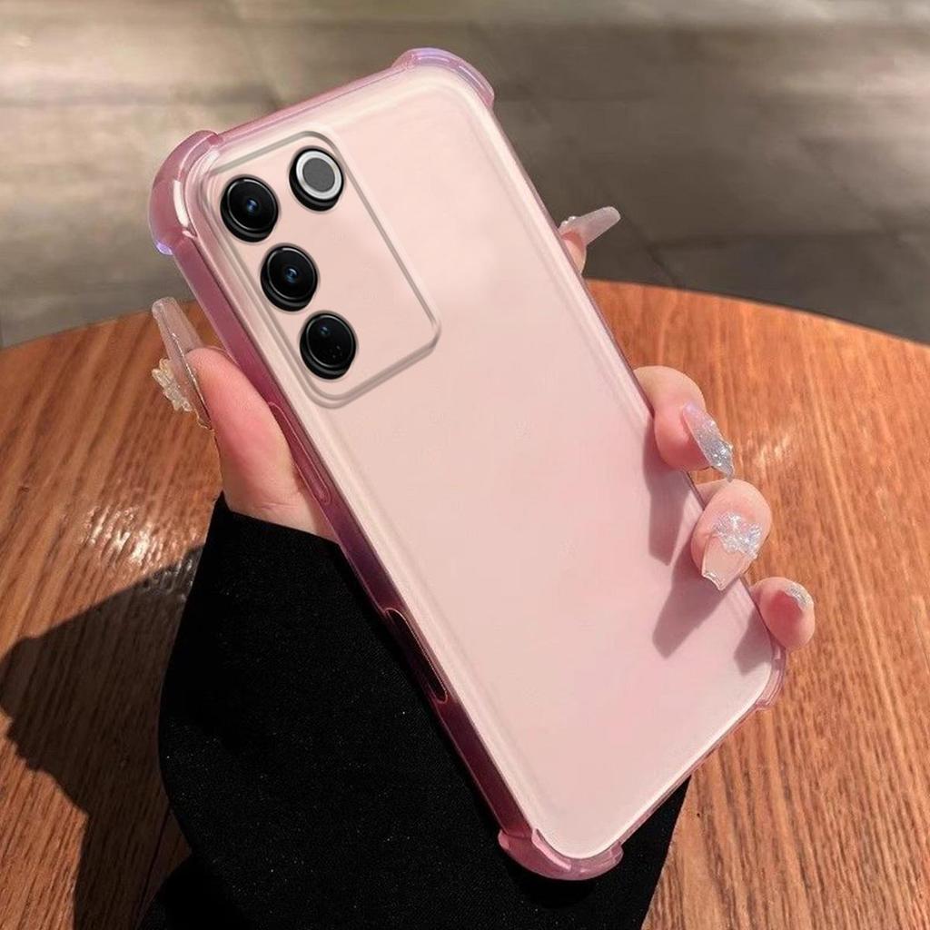 Чехол для Vivo V27e, V27 Pro, V27 Полупрозрачный Матовый с 4-мя Угловыми Подушками Безопасности Ударопрочный Бампер
