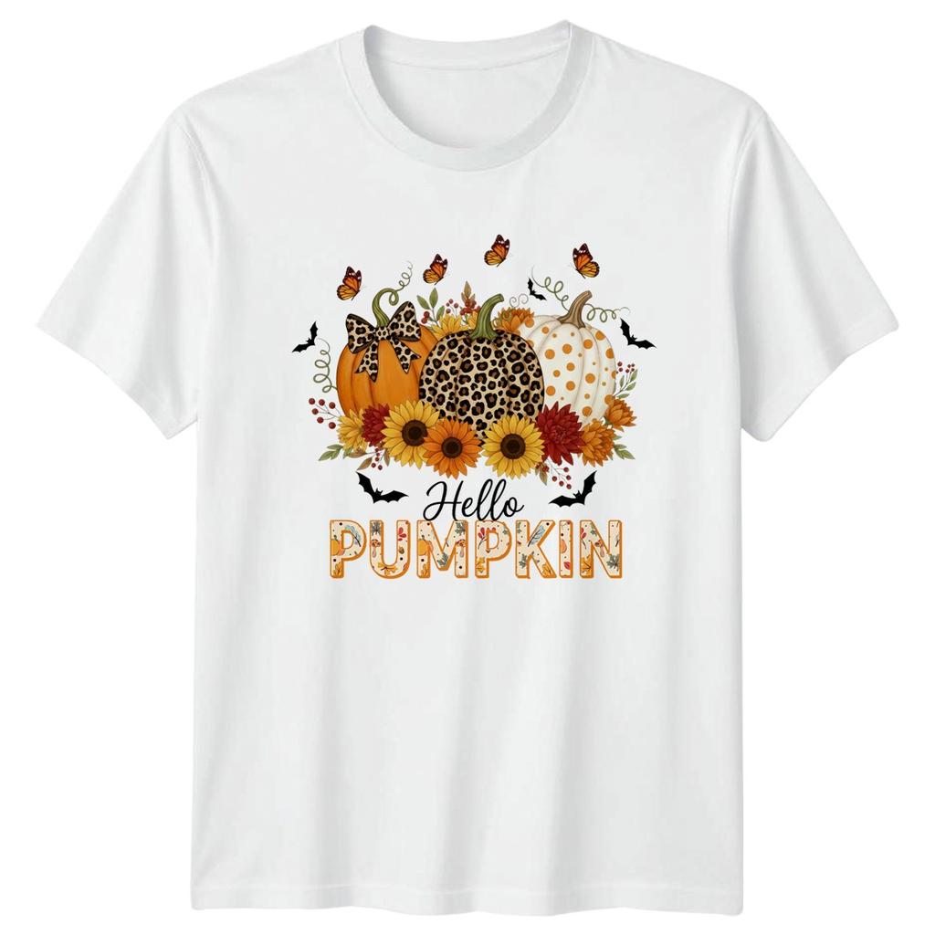 Hello Pumpkin Unisexs TShirt Leopard Print Autumn Fall Season