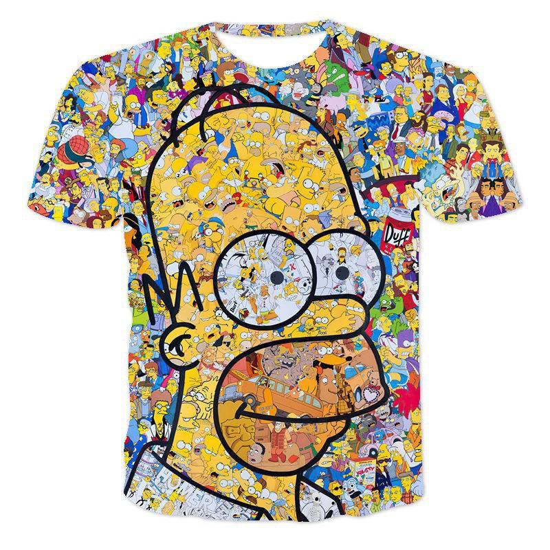 Летняя футболка THE SIMPSONS 3D Цифровая печать Мужская дышащая футболка с круглым вырезом и коротким рукавом