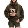 Pet Sling Hoodie Long Sleeve Fleece Kangaroo Pouch Sweatshirt for Cats Dogs Oversized Pullover Pet Carrier Tops for Autumn Winter