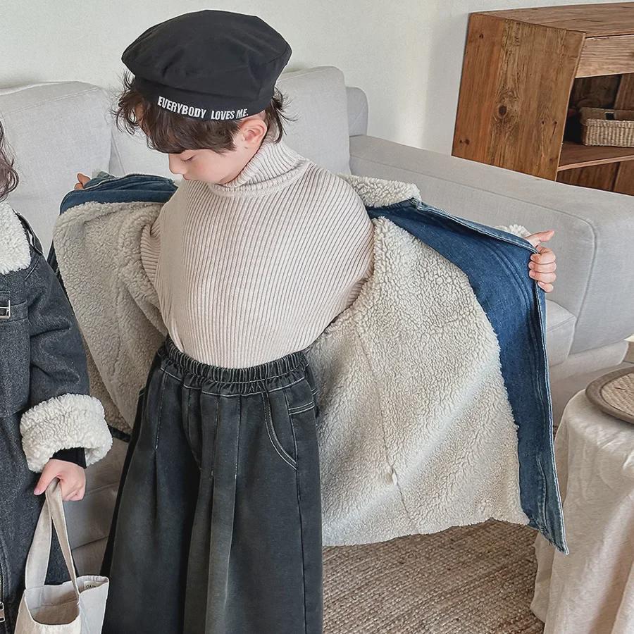 Стильное зимнее пальто из шерстяного денима для детей 2024 года — плотная длинная куртка для мальчиков и девочек