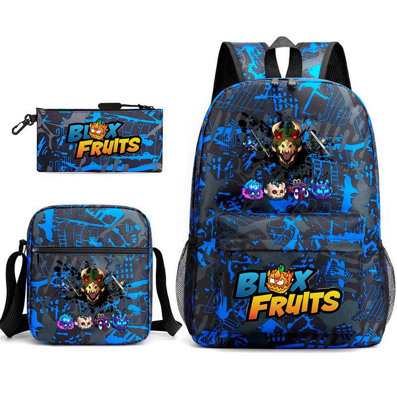 Игровой рюкзак для школьников Blox Fruits, Фрукты Демона, Начальная школа, Звездное небо, Термопечать, Рюкзак, Набор из трех предметов