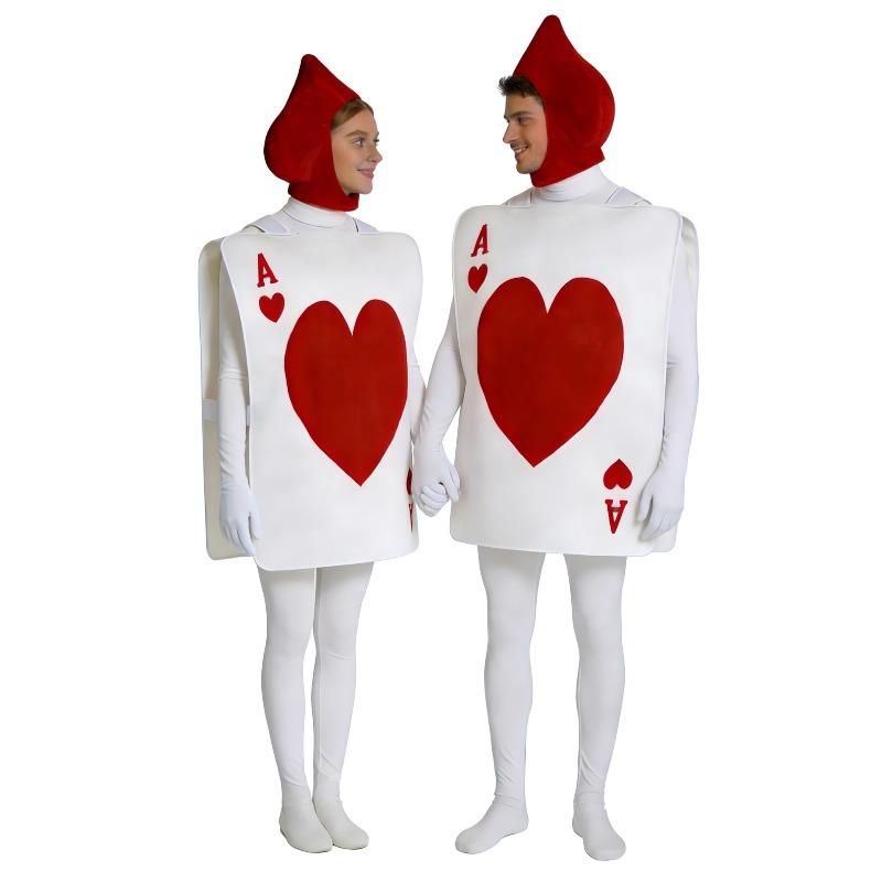 Костюмы на Хэллоуин, мужские и женские, игральные карты из «Алисы в Стране чудес», костюмы с сердцами, семейные костюмы