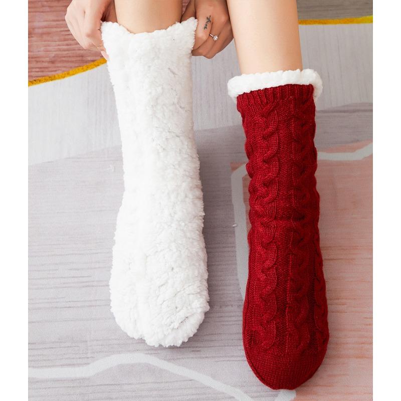 Носки-тапочки, рождественские носки, носки-ковры, женские осенне-зимние с бархатной средней трубкой