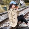 Куртки для девочек, однотонная детская ветровка с бантом, пальто, Тренч, весенне-осенняя куртка для девочек