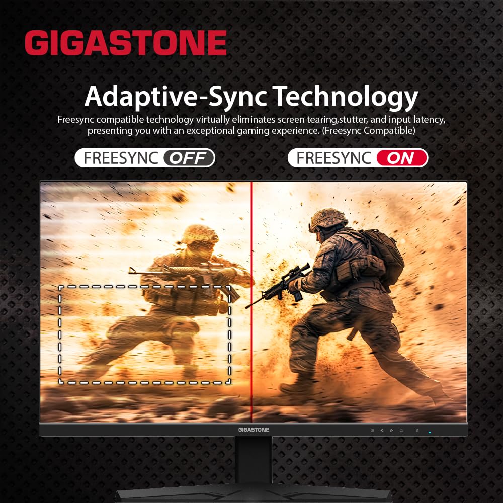 Free Replacement Gaming 165Hz Frameless Wide Viewing Ergonomic Angle AMD VESA Compatible Monitor Arm 3-Year WarrantyGIGASTONE 27-inch Monitor, IPS,