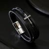 Fashionable Cross Pattern Multi-layer Woven Leather Bracelet Hot Selling Cross-border Source Trendy Men's Accessories