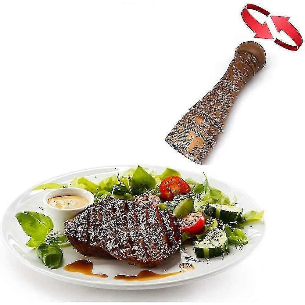 Oak Spice Grinder Pepper Grinder Salt Shaker, Adjustable Ceramic Rotor 8 Inch