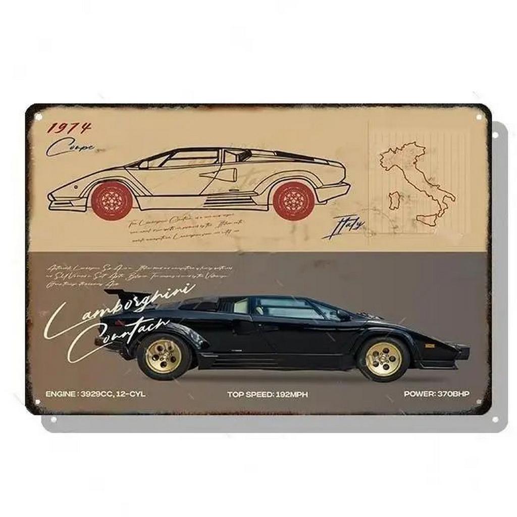 Металлические жестяные таблички Плакат Классические автомобили Настенное украшение Винтажные художественные постеры Жестяная картина для мужской пещеры Дома Кафе Игровой комнаты Клуба Бара