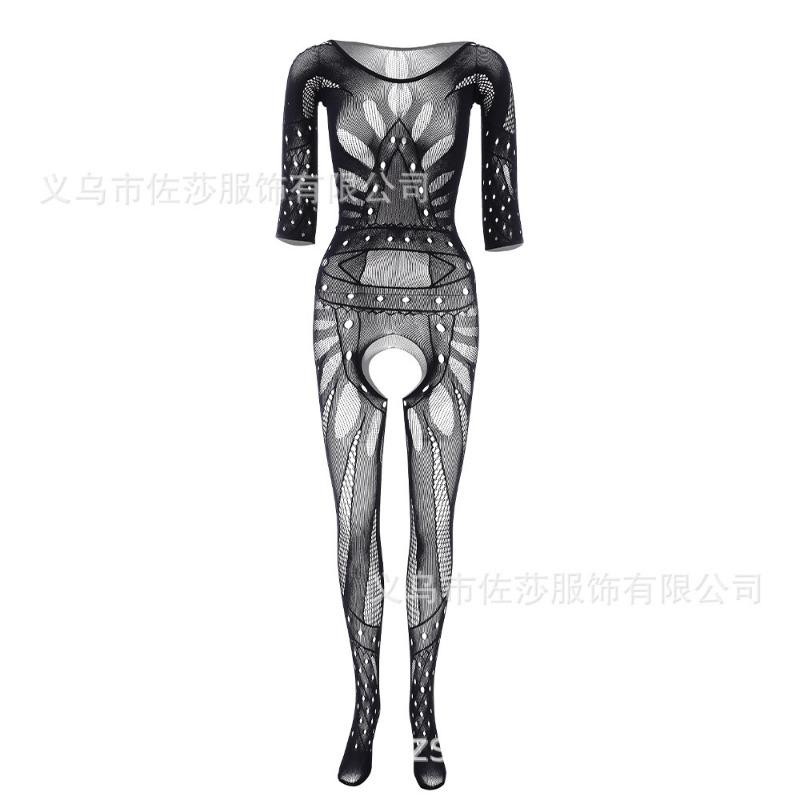 Sexy Underwear Quality One-piece Stockings Jacquard Sexy Hollow Long-sleeved Mesh Onesie
