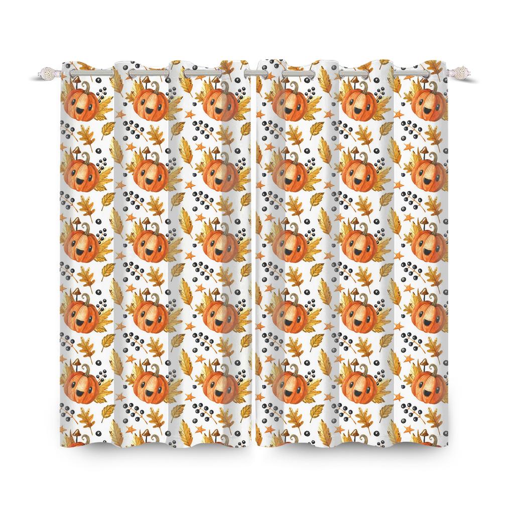 2 шт./набор Ужасы Хэллоуин Оконная занавеска Летучая мышь Паук Тыква Привидение Дом с привидениями Домашний декор Затемняющие шторы из полиэстеровой ткани